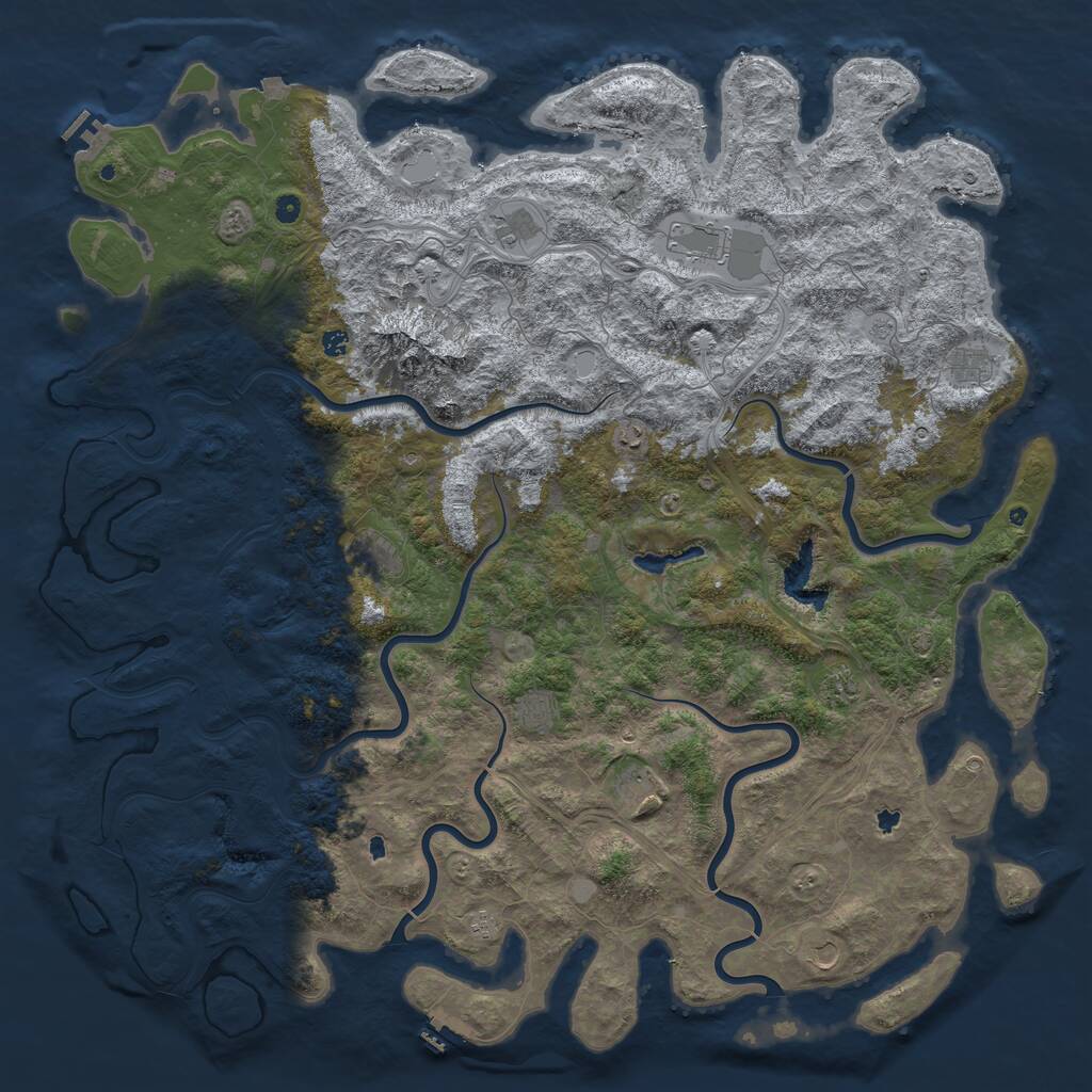 Rust Map: Procedural Map, Size: 6000, Seed: 1466750637, 17 Monuments