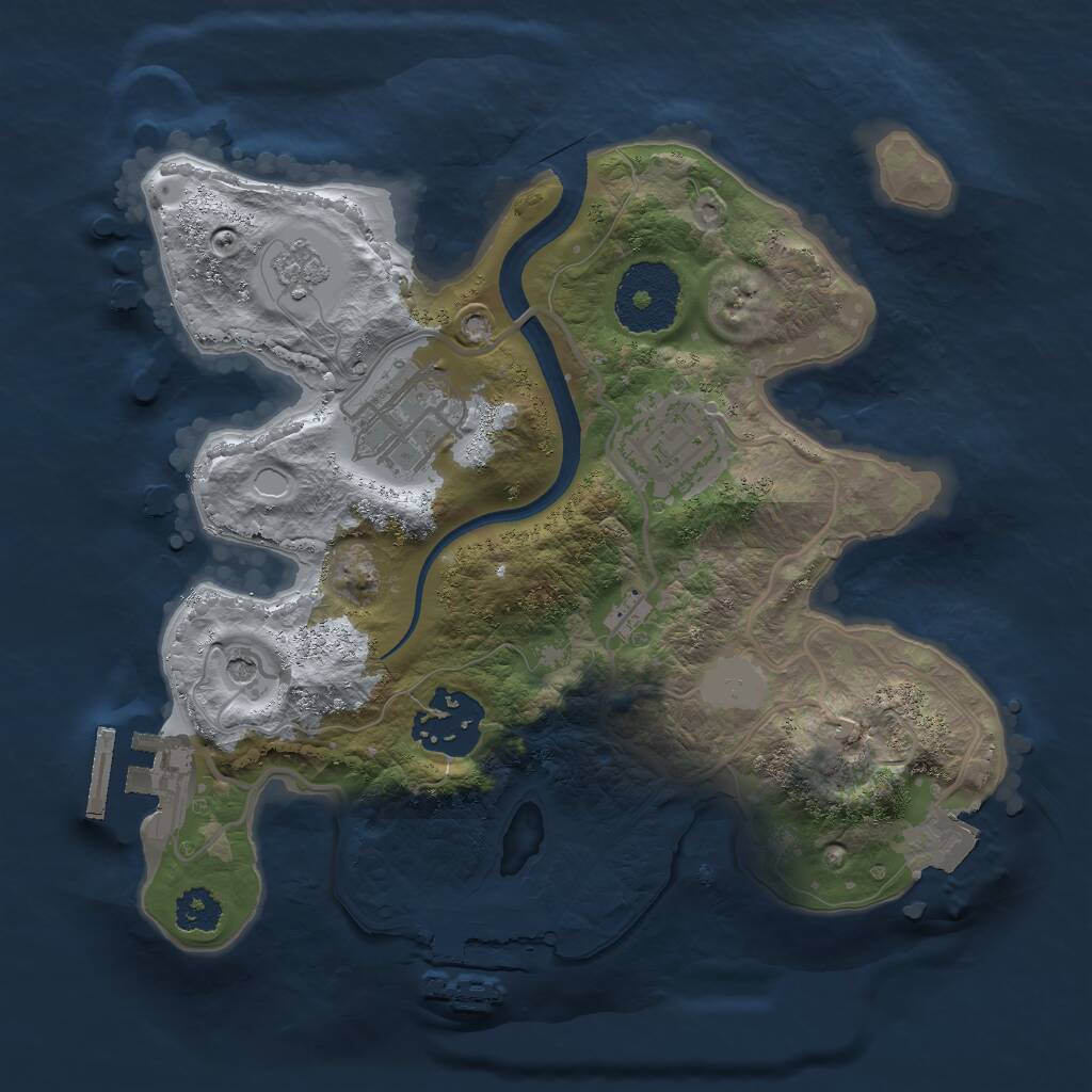 Rust Map: Procedural Map, Size: 2400, Seed: 48727634, 8 Monuments