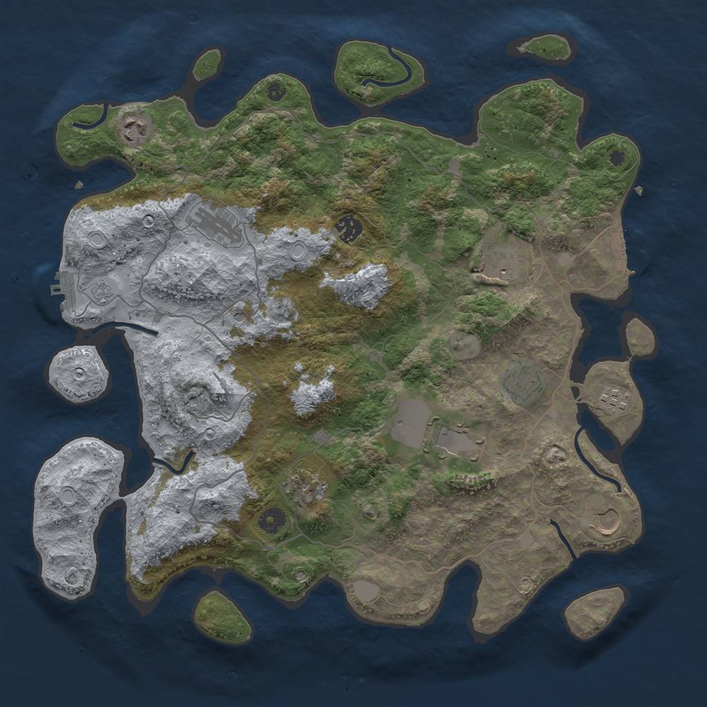 Rust Map: Procedural Map, Size: 4000, Seed: 111212, 16 Monuments