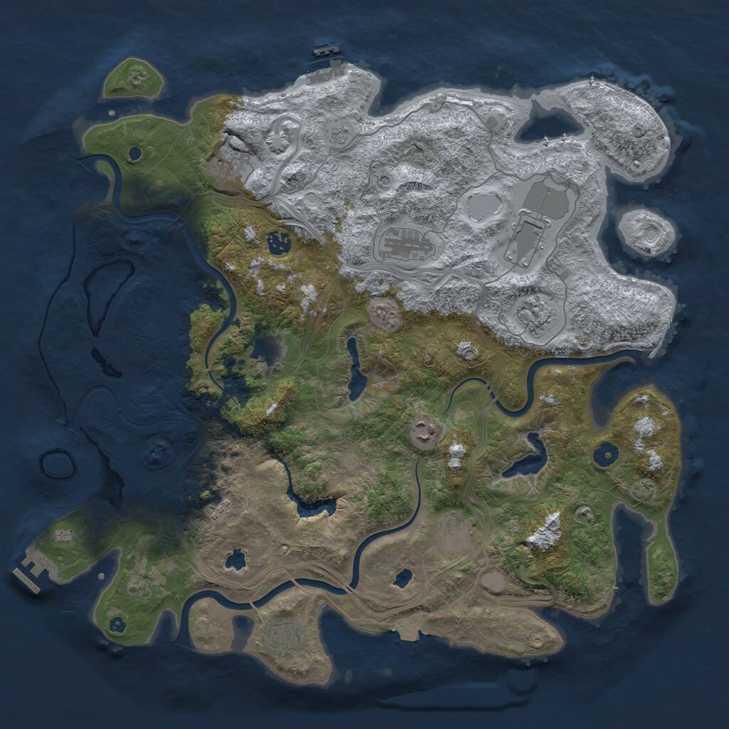 Rust Map: Procedural Map, Size: 4500, Seed: 77123642, 16 Monuments