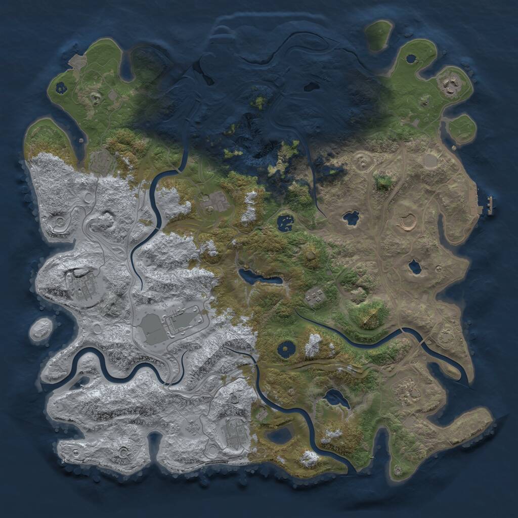 Rust Map: Procedural Map, Size: 4500, Seed: 497324795, 16 Monuments