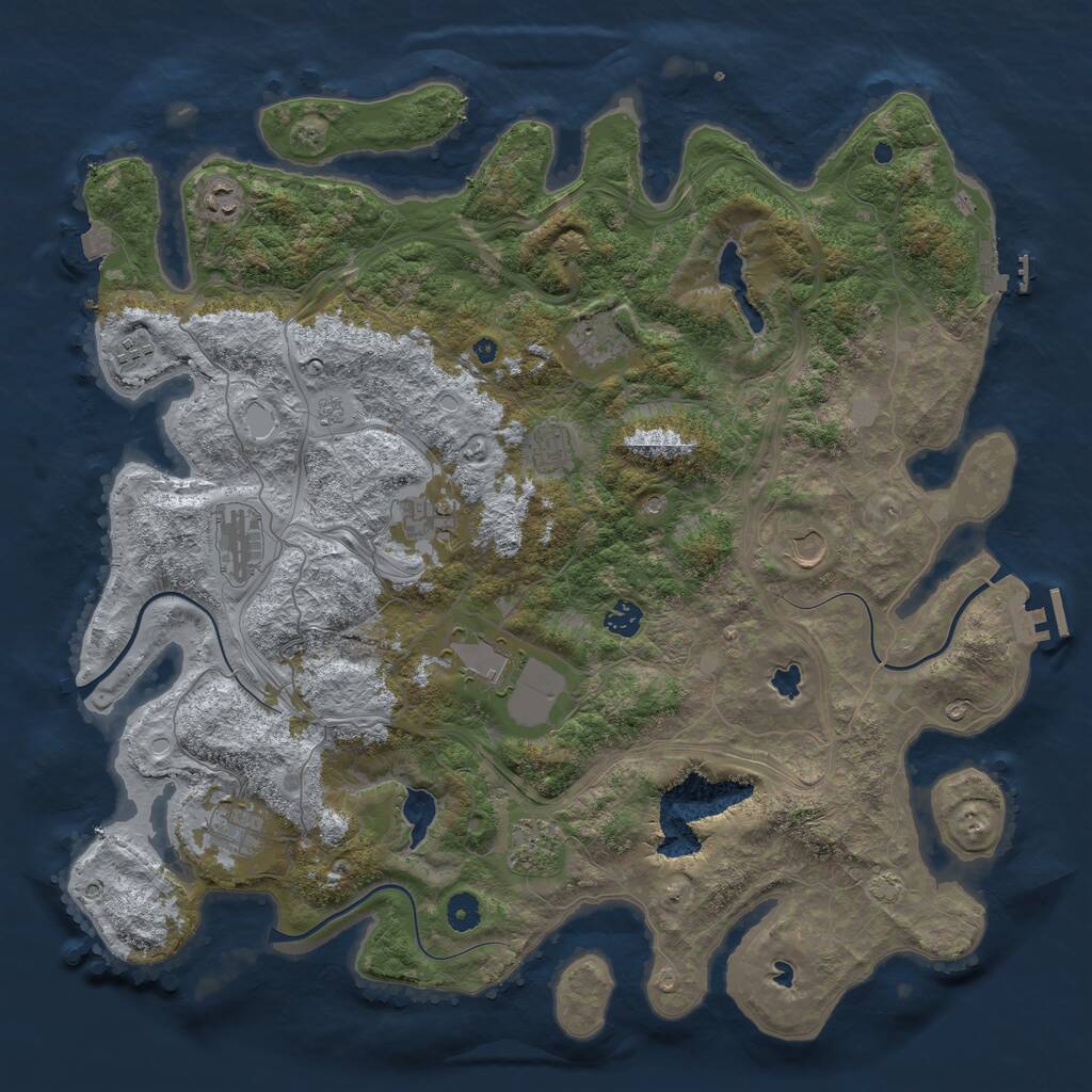 Rust Map: Procedural Map, Size: 4500, Seed: 421420421, 17 Monuments
