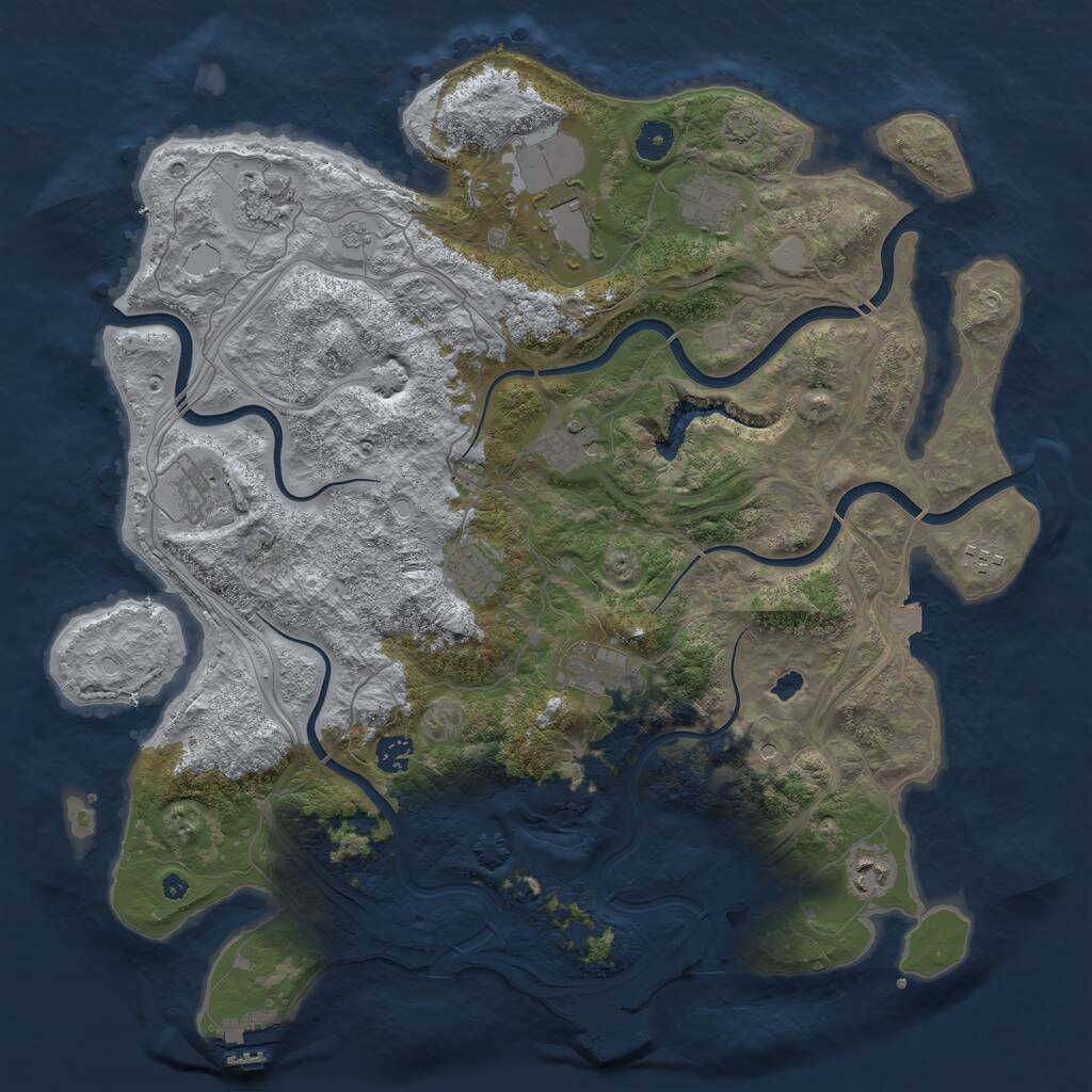 Rust Map: Procedural Map, Size: 4250, Seed: 369791169, 16 Monuments
