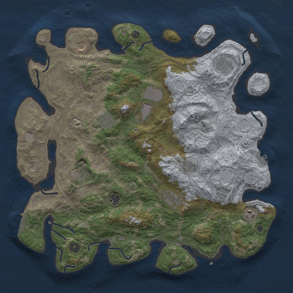 Rust Map: Procedural Map, Size: 4250, Seed: 1925901227, 17 Monuments