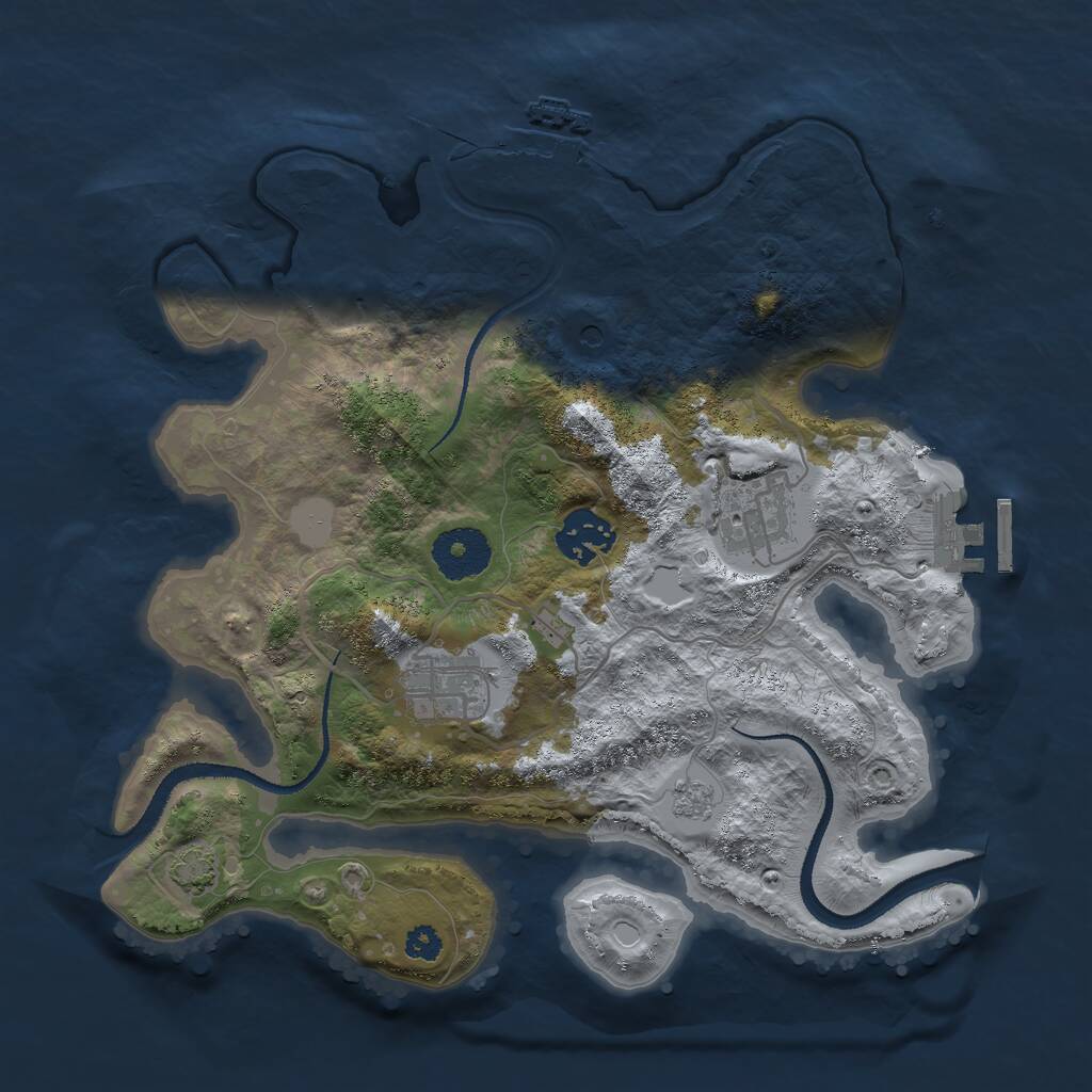 Rust Map: Procedural Map, Size: 3000, Seed: 1533143545, 9 Monuments