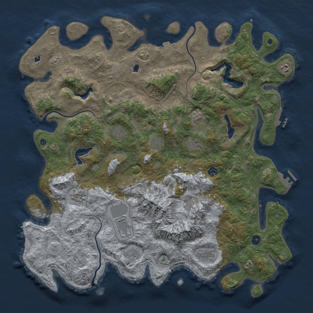 Rust Map: Procedural Map, Size: 5000, Seed: 161, 16 Monuments