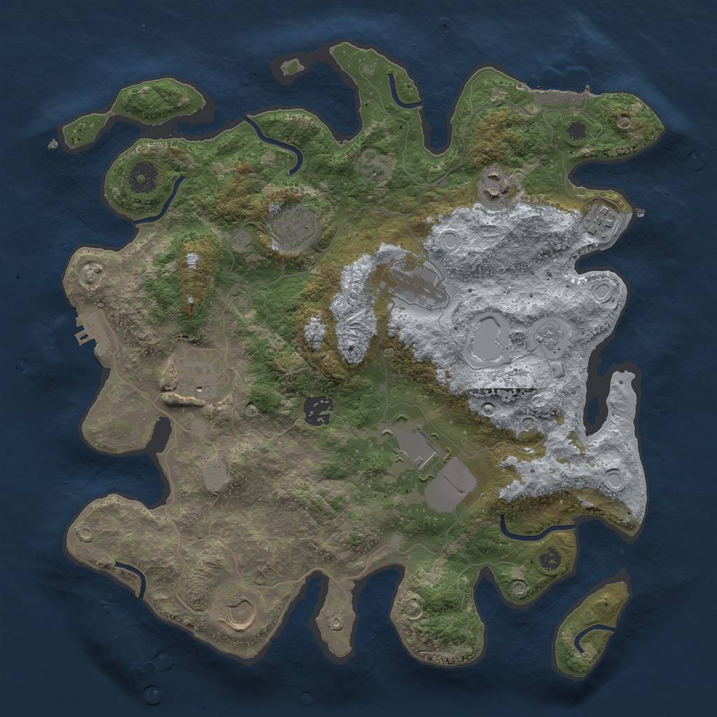Rust Map: Procedural Map, Size: 3500, Seed: 563432, 15 Monuments