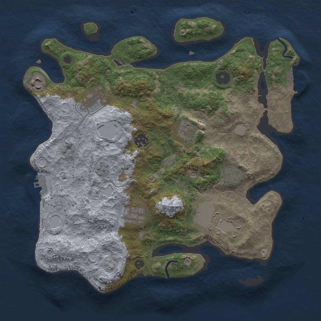 Rust Map: Procedural Map, Size: 3500, Seed: 374911549, 15 Monuments