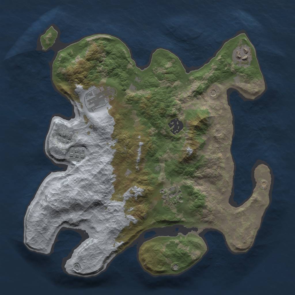 Rust Map: Barren, Size: 3000, Seed: 60774823, 8 Monuments