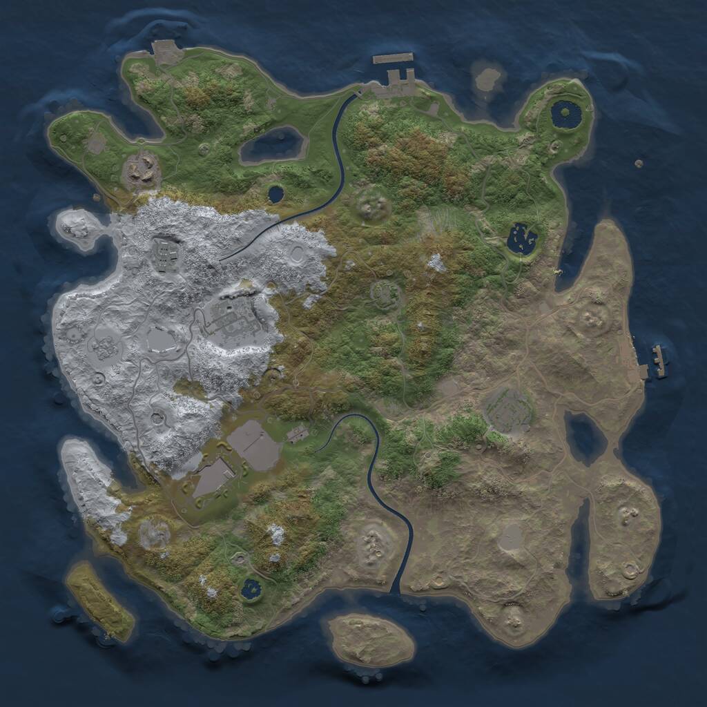 Rust Map: Procedural Map, Size: 3550, Seed: 100816564, 12 Monuments