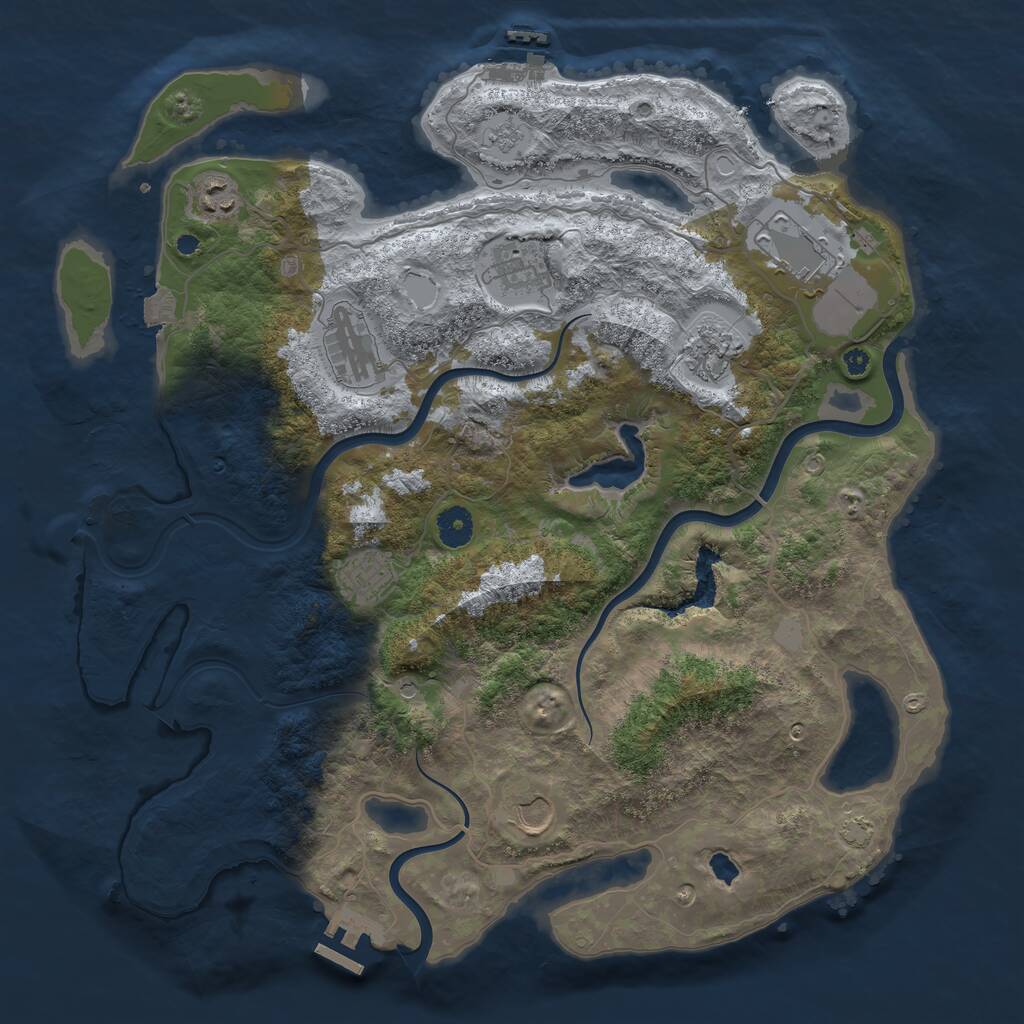 Rust Map: Procedural Map, Size: 4000, Seed: 589054738, 13 Monuments