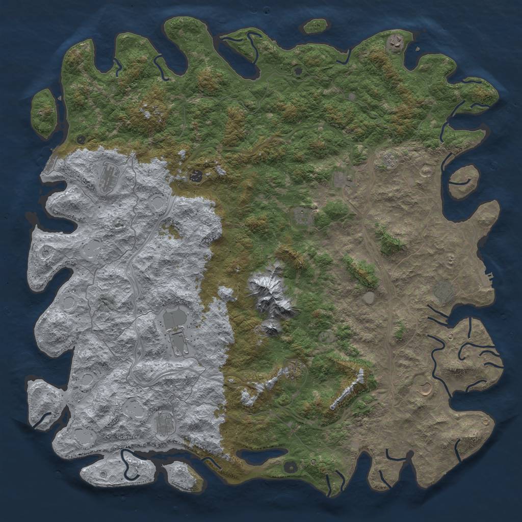 Rust Map: Procedural Map, Size: 6000, Seed: 404318167, 18 Monuments