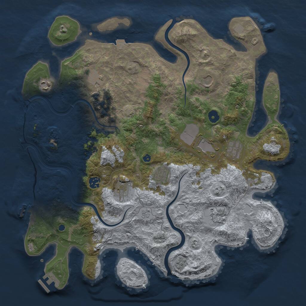 Rust Map: Procedural Map, Size: 3950, Seed: 2023, 16 Monuments