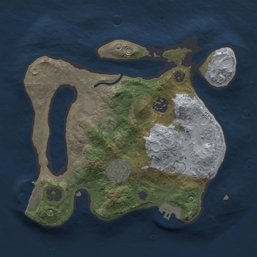 Rust Map: Procedural Map, Size: 2500, Seed: 1254789, 9 Monuments