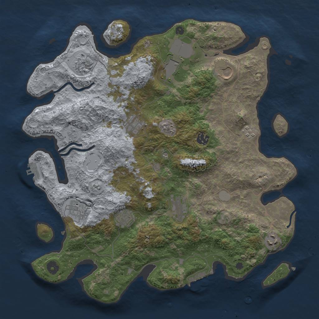 Rust Map: Procedural Map, Size: 3850, Seed: 849053603, 17 Monuments