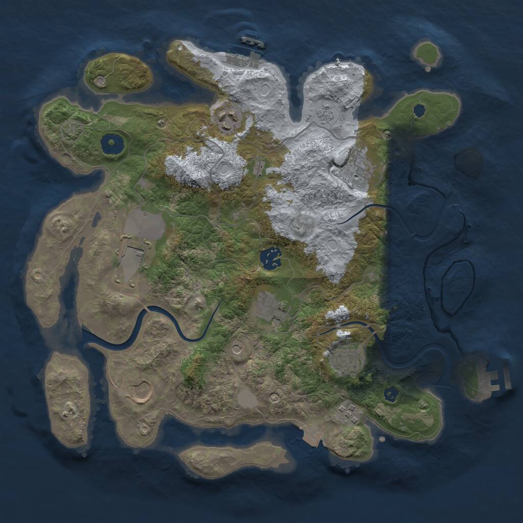 Rust Map: Procedural Map, Size: 3500, Seed: 1331615603, 14 Monuments