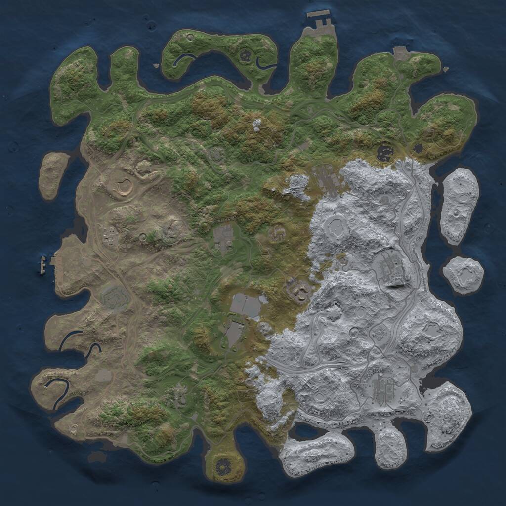 Rust Map: Procedural Map, Size: 4500, Seed: 528379838, 17 Monuments