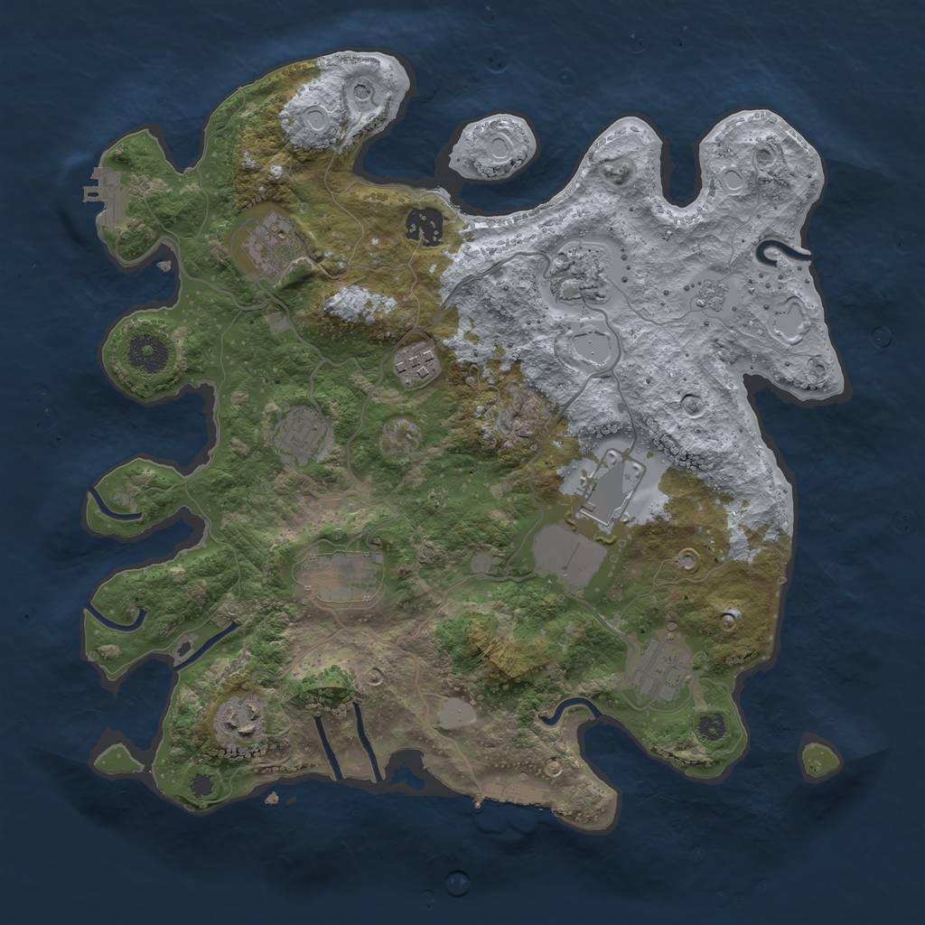 Rust Map: Procedural Map, Size: 3500, Seed: 464518171, 16 Monuments