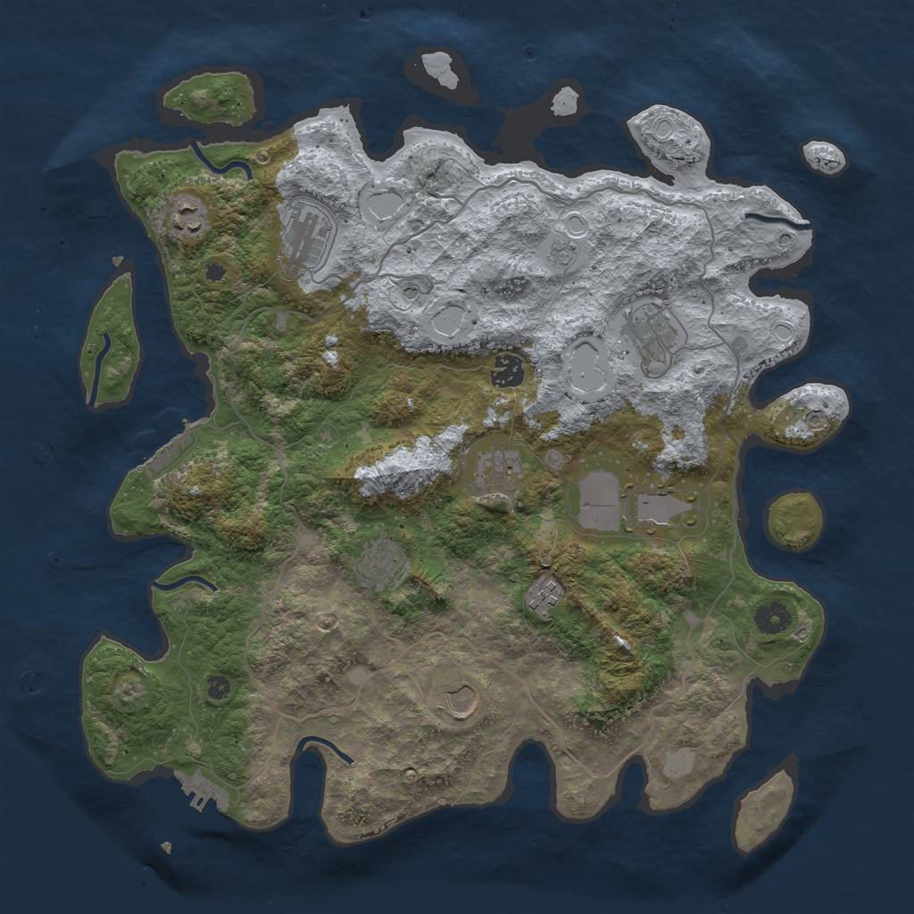 Rust Map: Procedural Map, Size: 4000, Seed: 1960034786, 16 Monuments