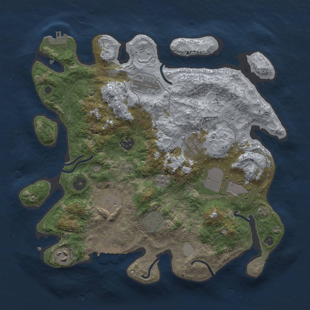 Rust Map: Procedural Map, Size: 3500, Seed: 119513132, 15 Monuments