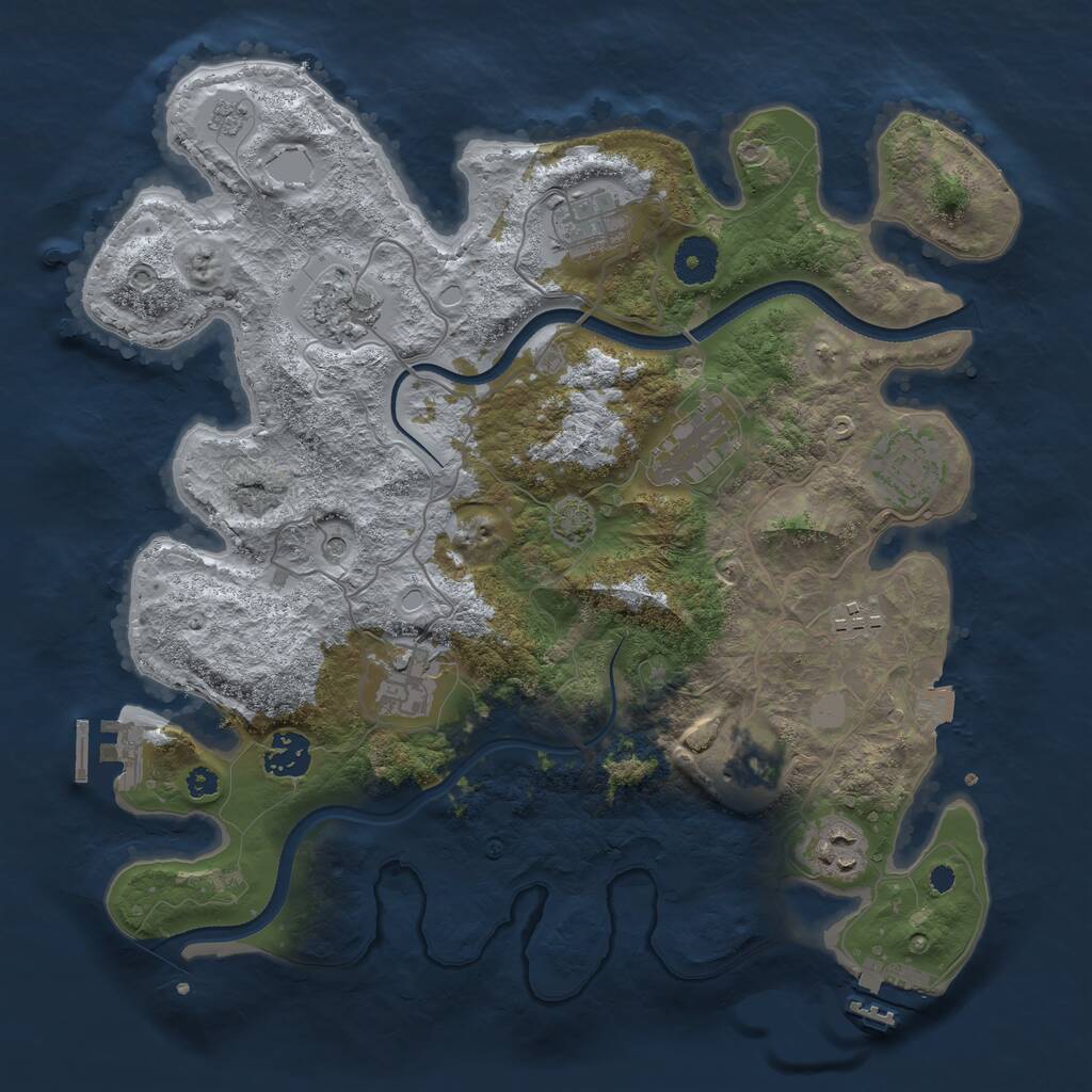 Rust Map: Procedural Map, Size: 3500, Seed: 3672648, 15 Monuments