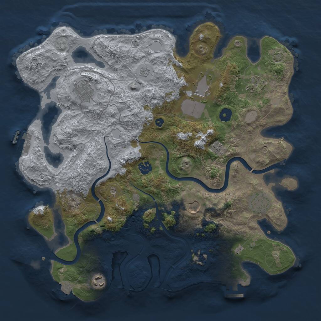 Rust Map: Procedural Map, Size: 3700, Seed: 7644776, 14 Monuments