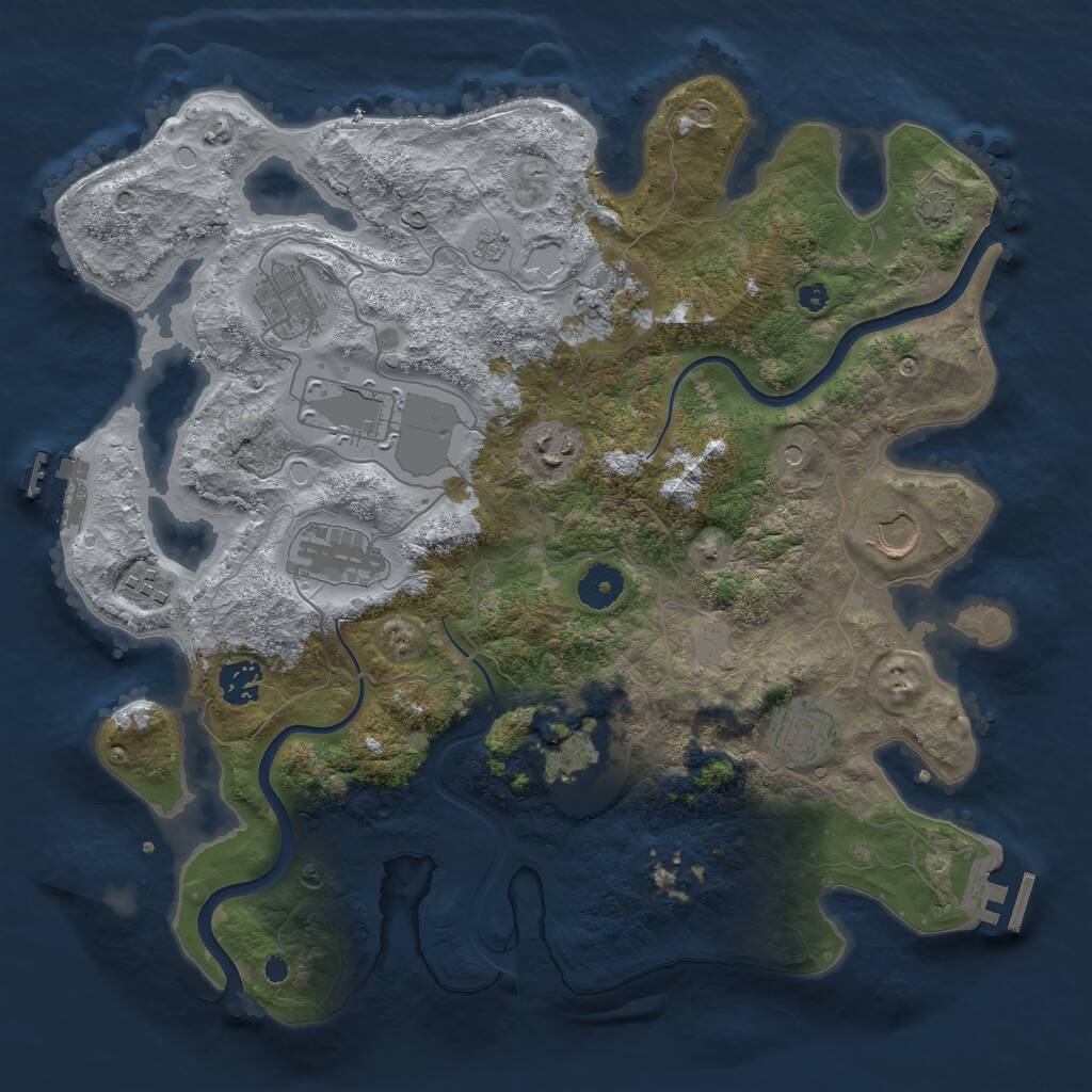 Rust Map: Procedural Map, Size: 3700, Seed: 7644776, 16 Monuments