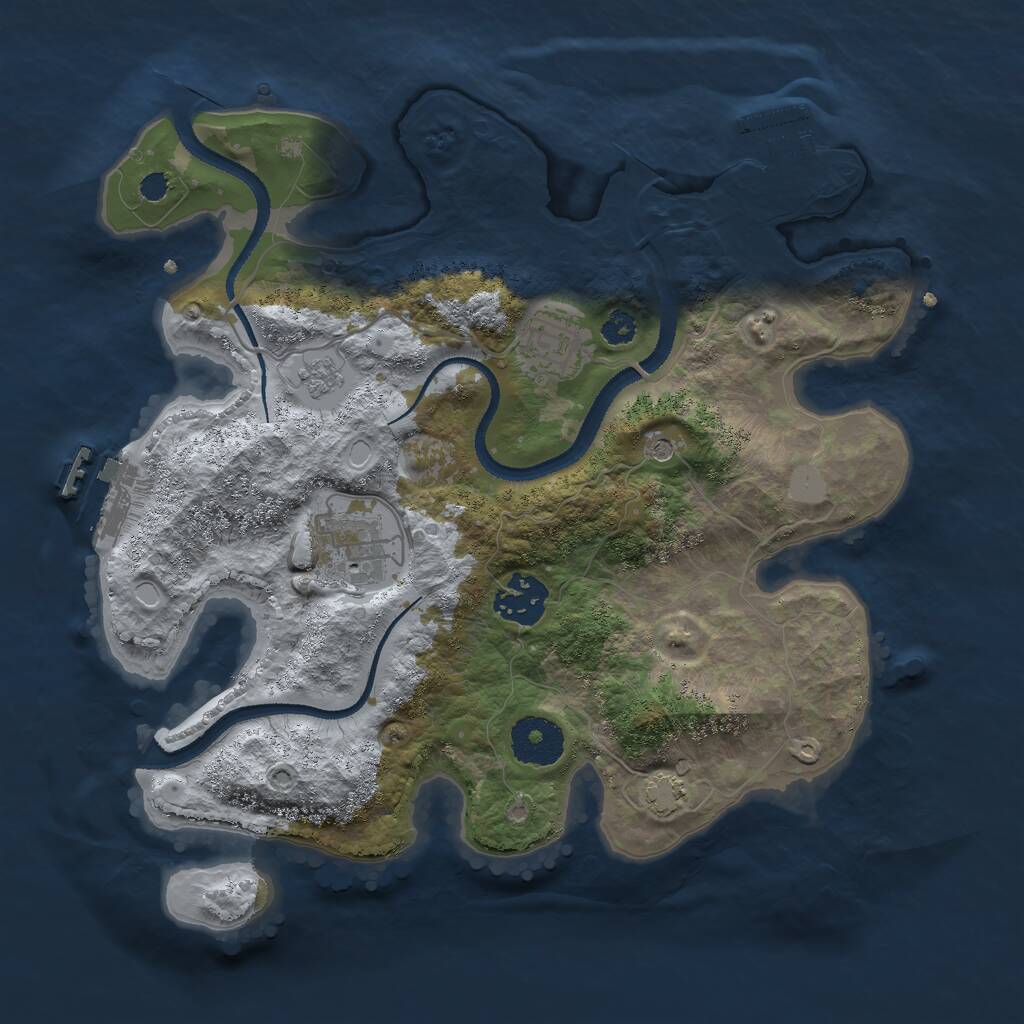 Rust Map: Procedural Map, Size: 3000, Seed: 222998, 9 Monuments
