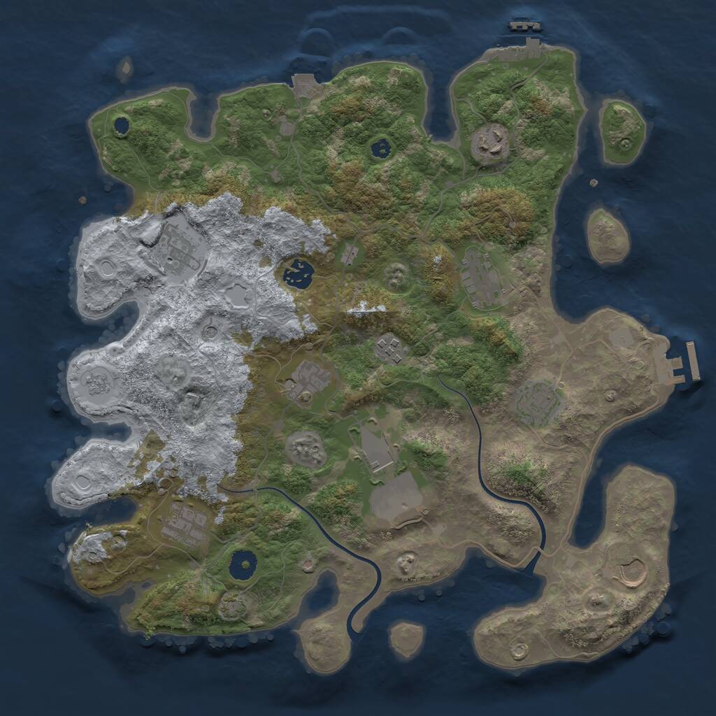 Rust Map: Procedural Map, Size: 3700, Seed: 6, 16 Monuments