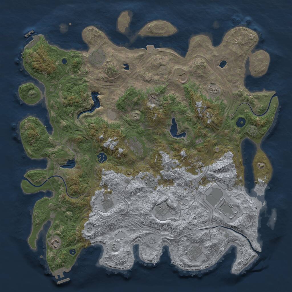 Rust Map: Procedural Map, Size: 4500, Seed: 2033779525, 17 Monuments