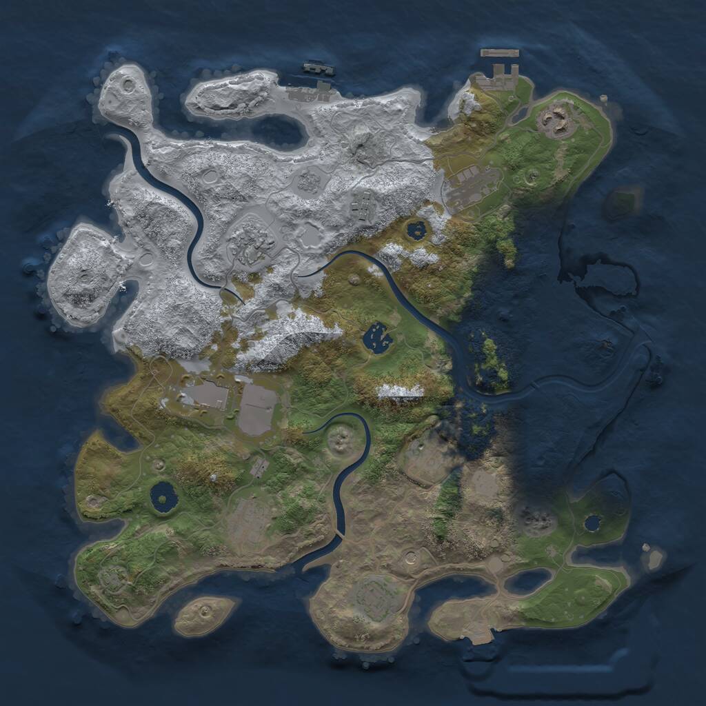 Rust Map: Procedural Map, Size: 3700, Seed: 8569235, 15 Monuments