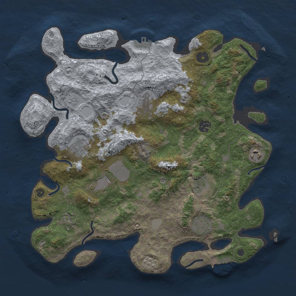Rust Map: Procedural Map, Size: 3700, Seed: 8569235, 16 Monuments