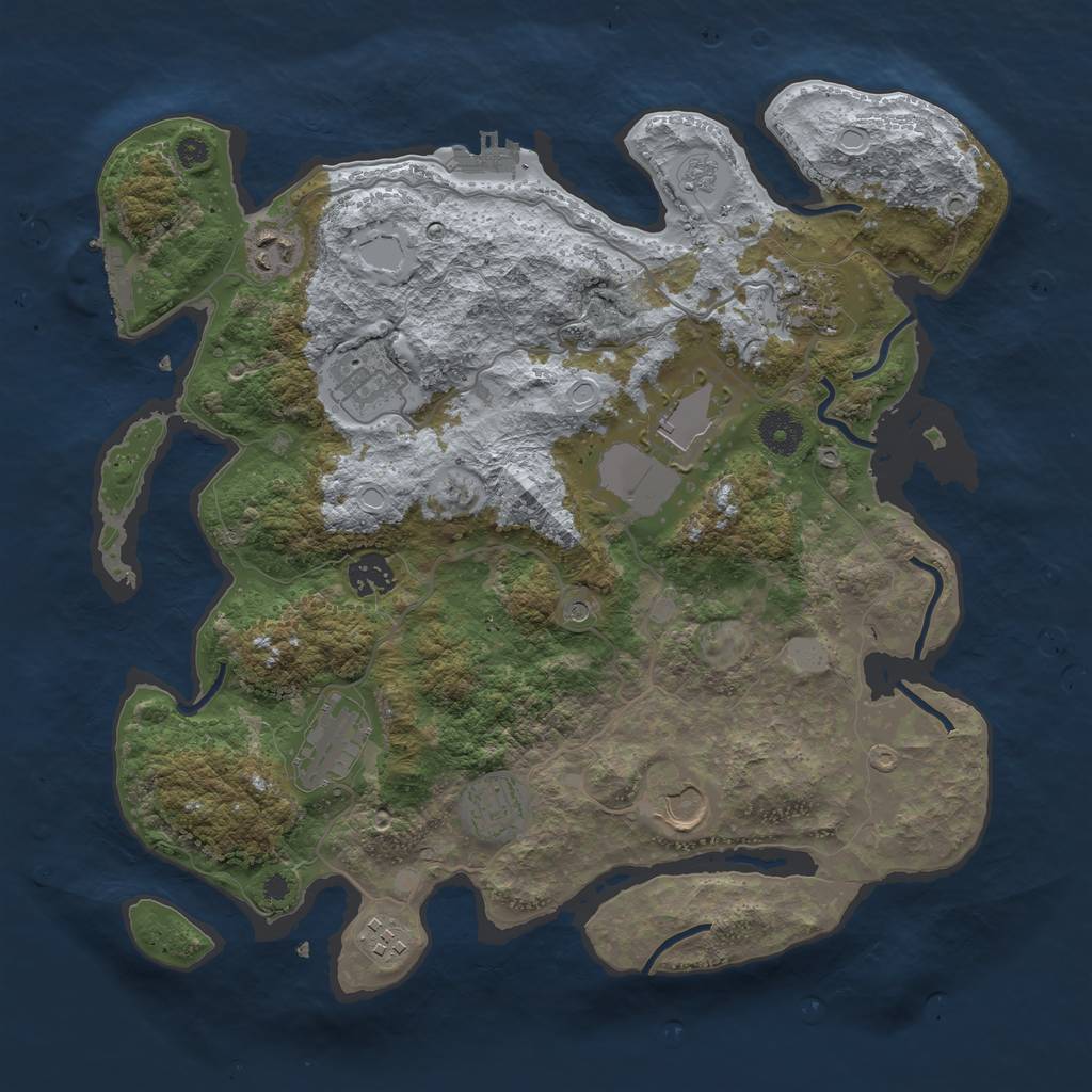 Rust Map: Procedural Map, Size: 3666, Seed: 19920403, 16 Monuments