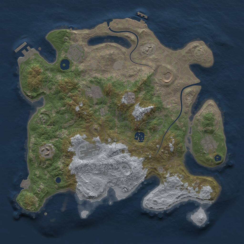 Rust Map: Procedural Map, Size: 3500, Seed: 1873552783, 14 Monuments