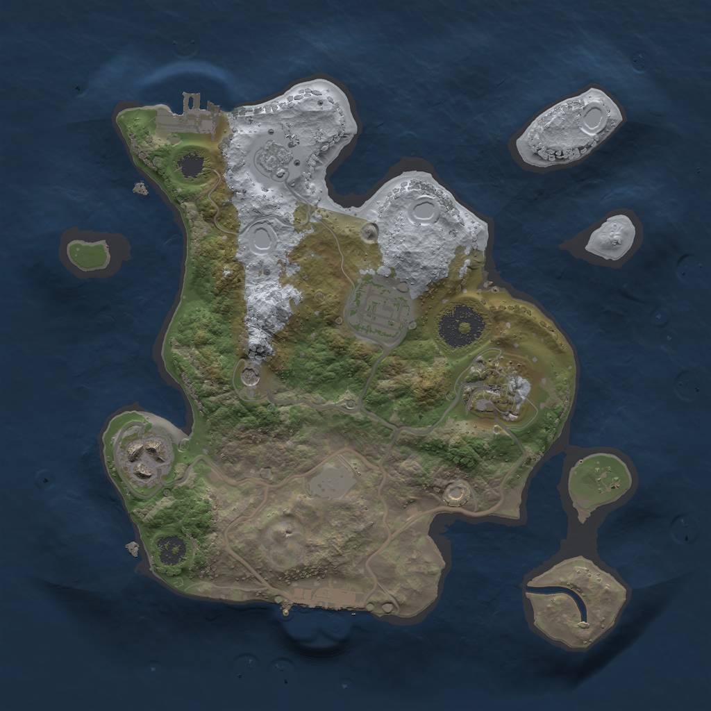 Rust Map: Procedural Map, Size: 2500, Seed: 654834, 10 Monuments
