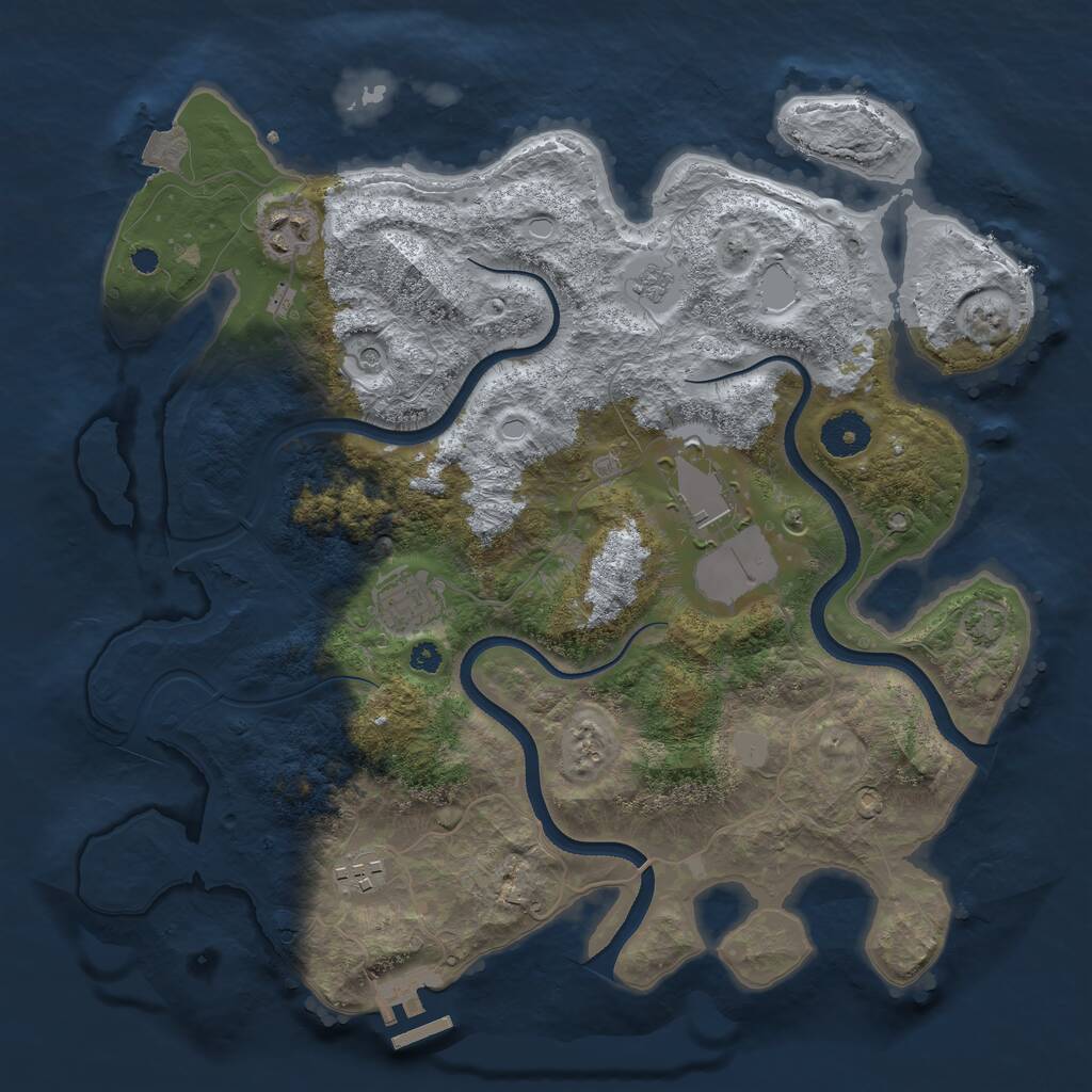 Rust Map: Procedural Map, Size: 3500, Seed: 896929081, 9 Monuments