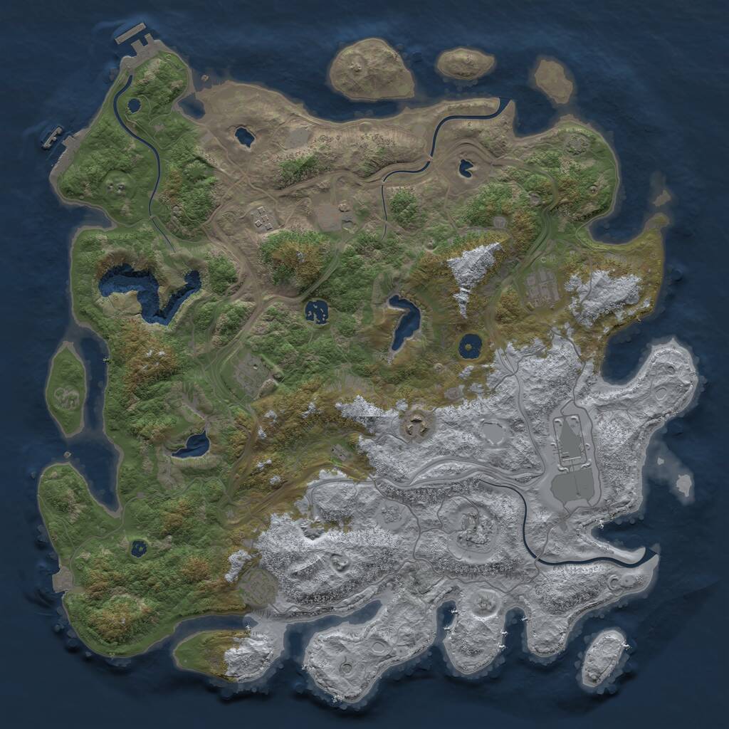 Rust Map: Procedural Map, Size: 4500, Seed: 2302, 15 Monuments