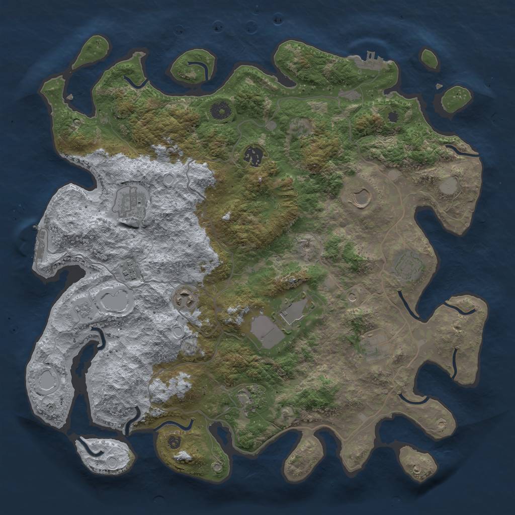 Rust Map: Procedural Map, Size: 4000, Seed: 69386684, 16 Monuments