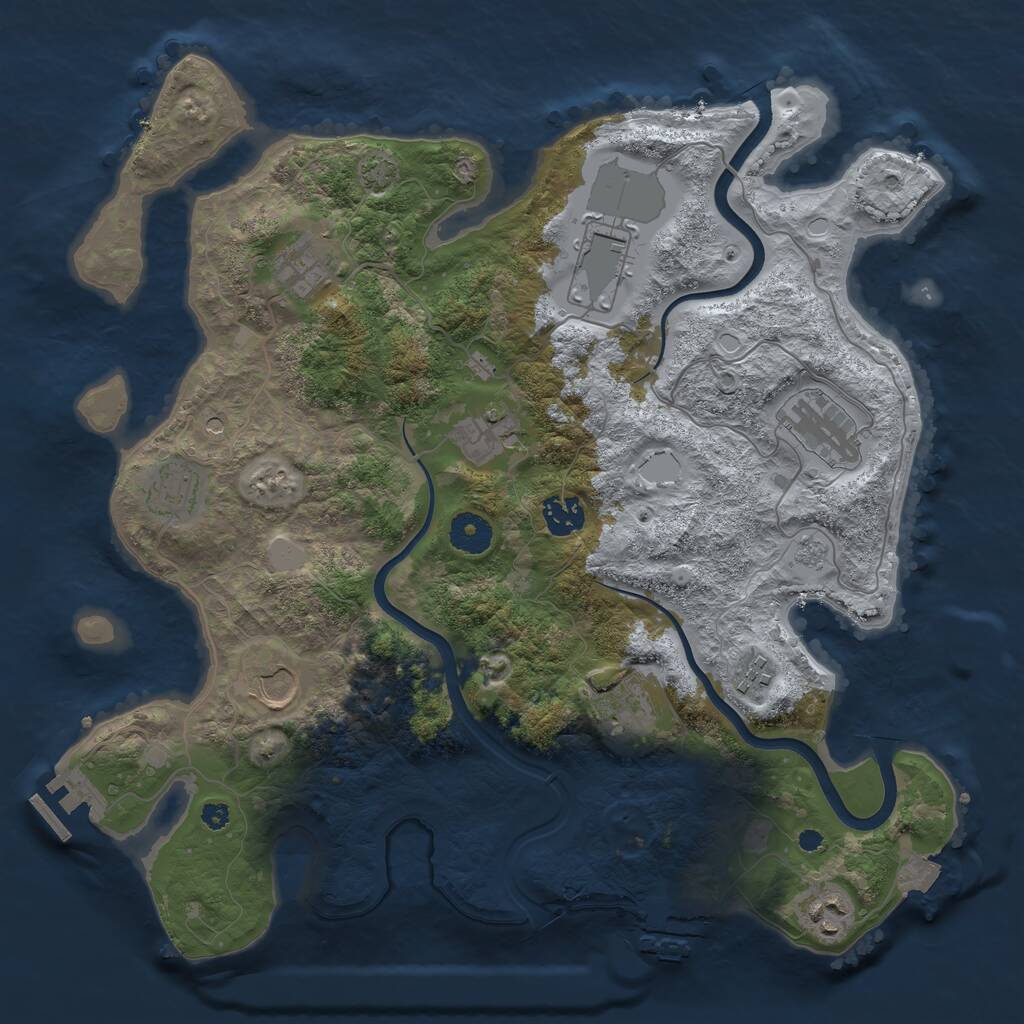 Rust Map: Procedural Map, Size: 3700, Seed: 21666, 16 Monuments