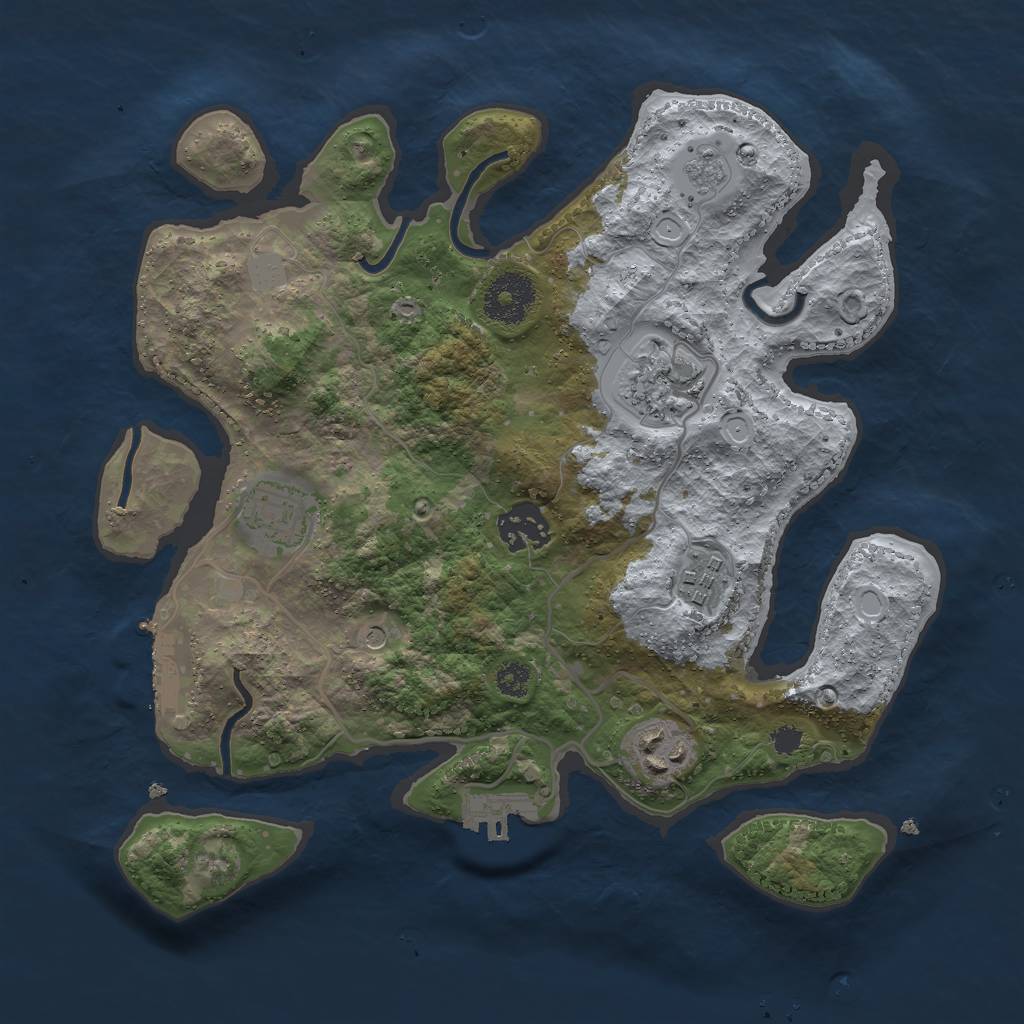 Rust Map: Procedural Map, Size: 3000, Seed: 245811764, 12 Monuments
