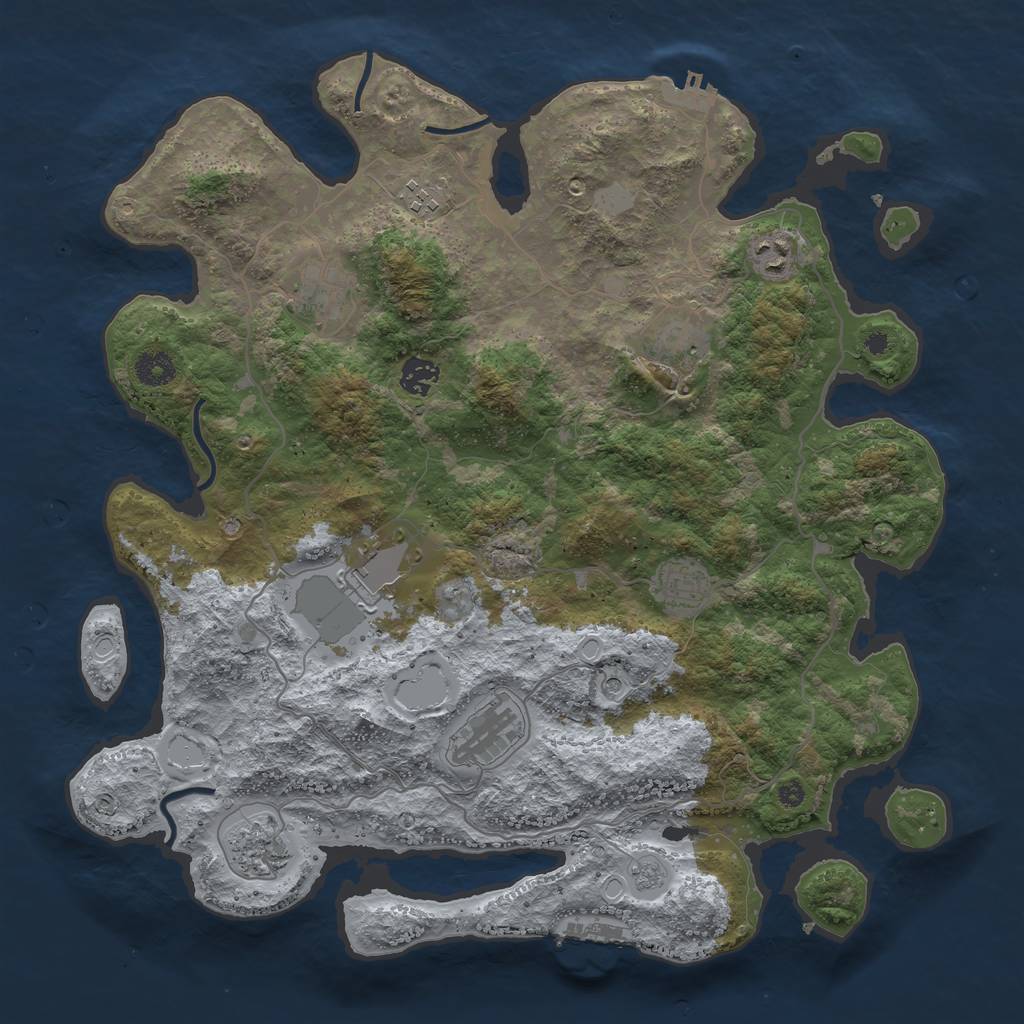 Rust Map: Procedural Map, Size: 4000, Seed: 180522101, 16 Monuments