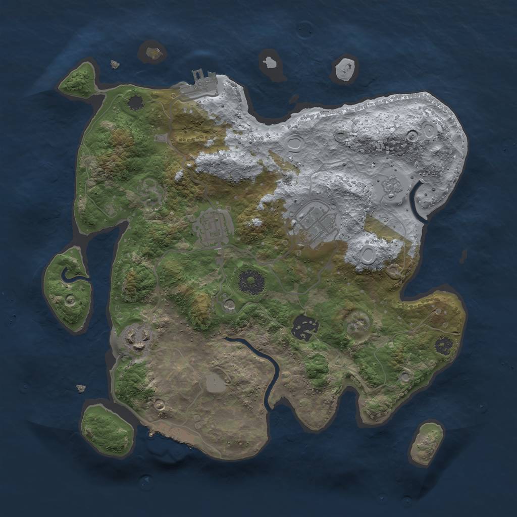 Rust Map: Procedural Map, Size: 3000, Seed: 472644932, 11 Monuments