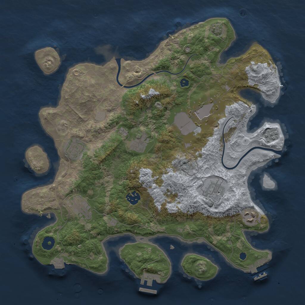 Rust Map: Procedural Map, Size: 3500, Seed: 2062710138, 12 Monuments