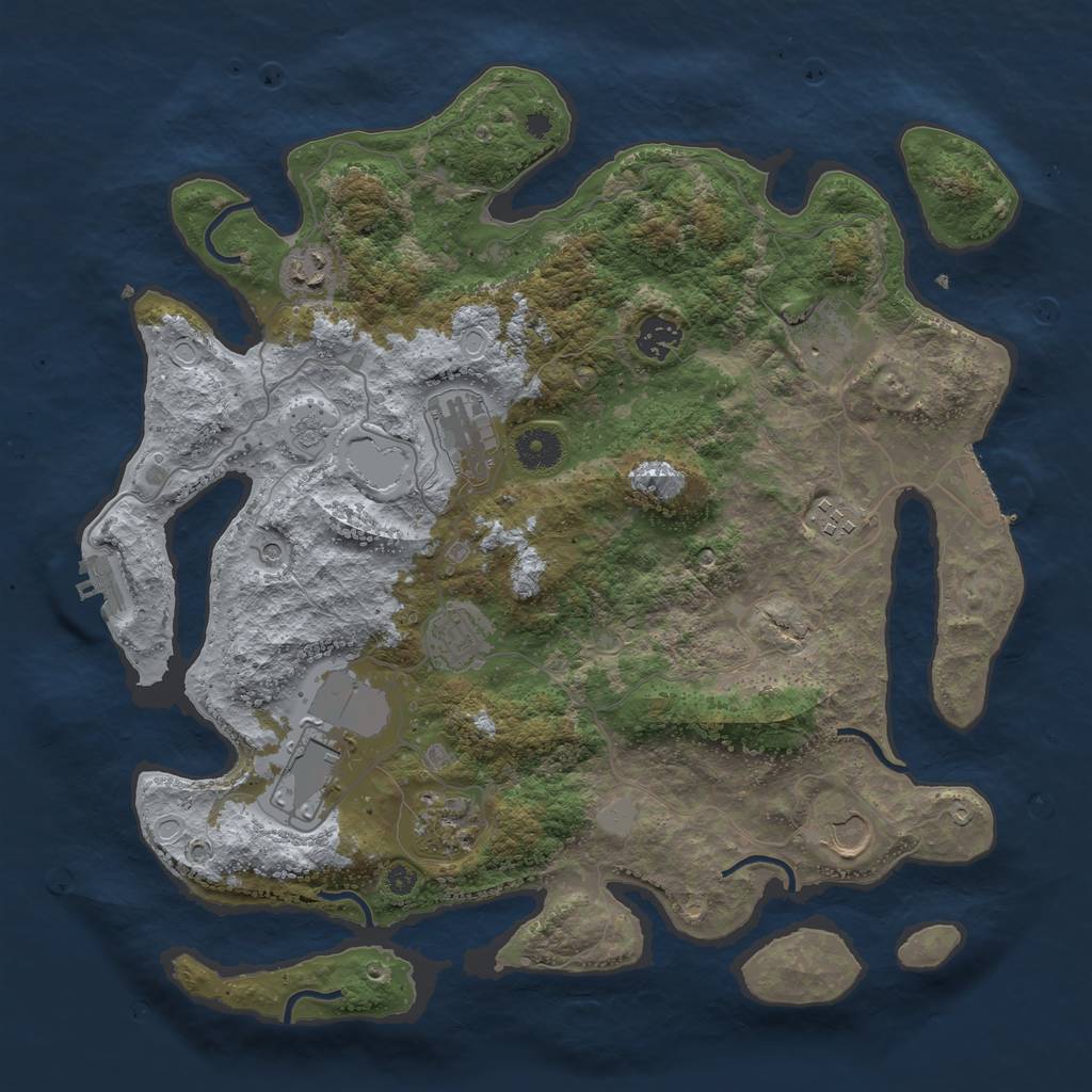 Rust Map: Procedural Map, Size: 3800, Seed: 3728373, 16 Monuments