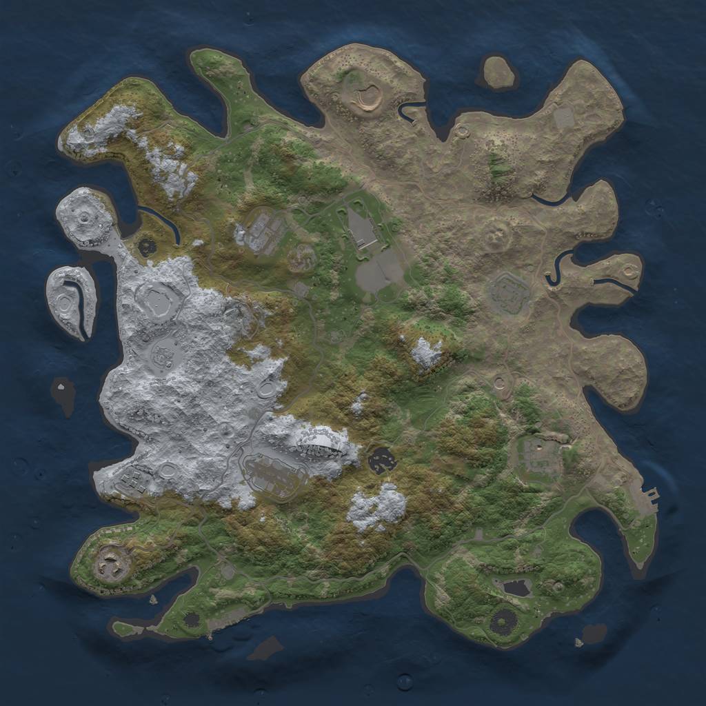 Rust Map: Procedural Map, Size: 4000, Seed: 2136665010, 16 Monuments