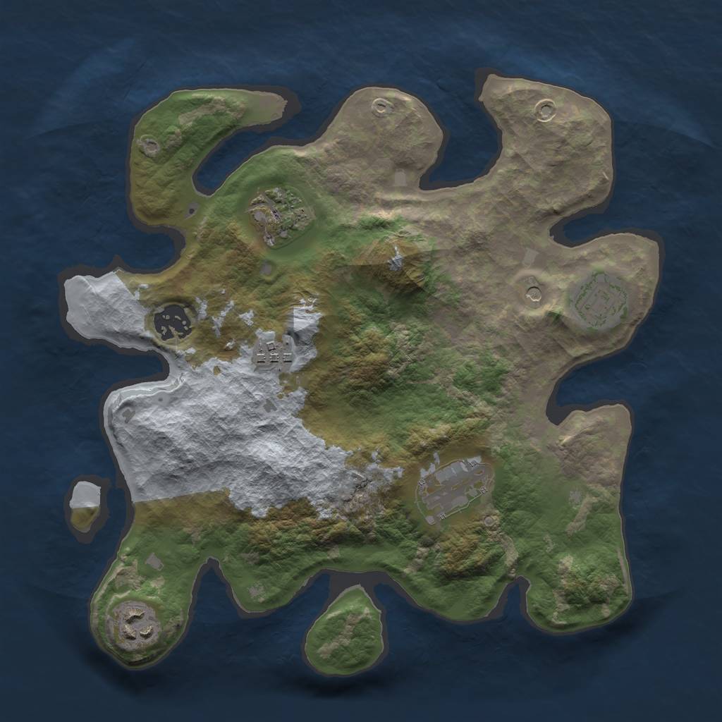 Rust Map: Barren, Size: 3000, Seed: 580951308, 9 Monuments