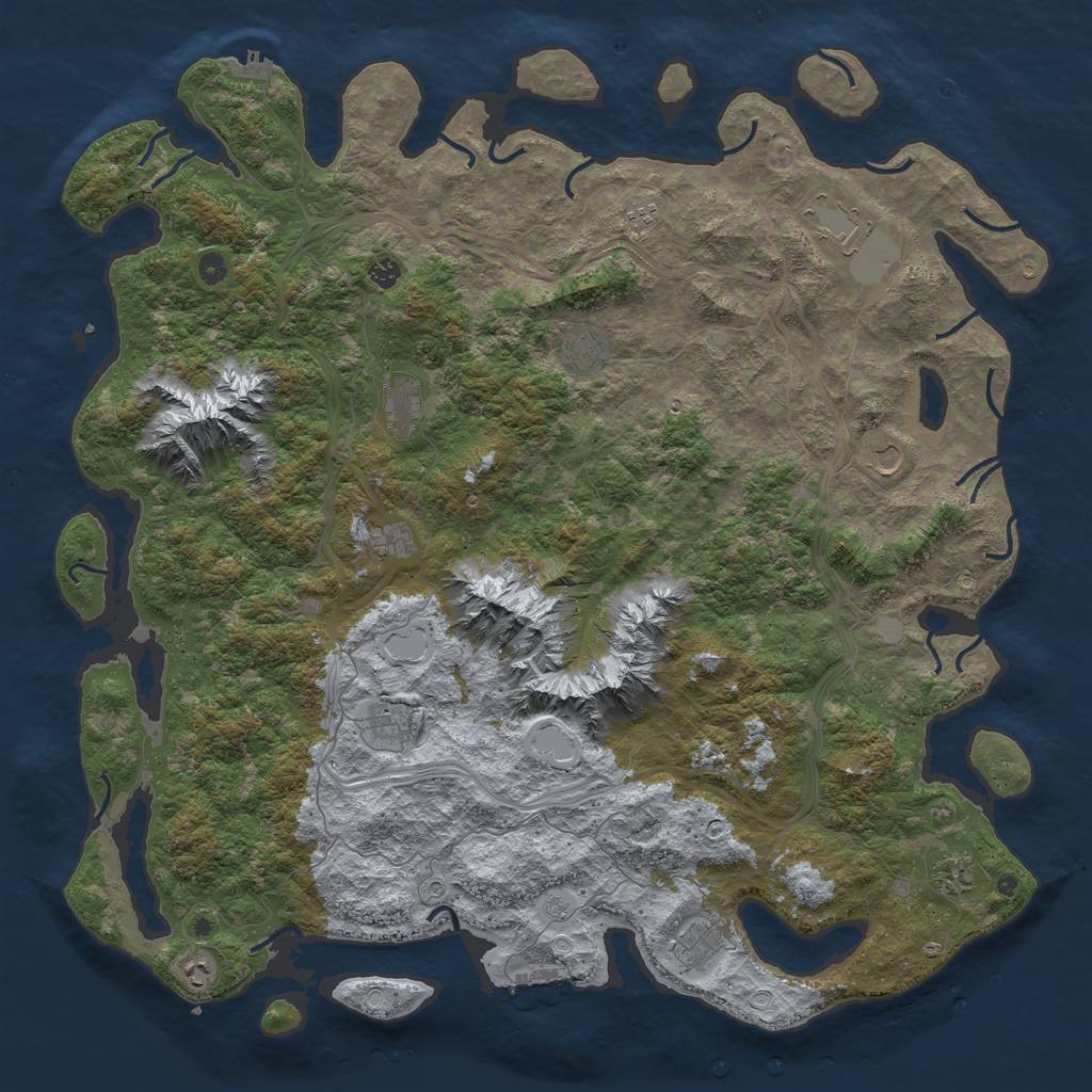 Rust Map: Procedural Map, Size: 5500, Seed: 6541, 18 Monuments