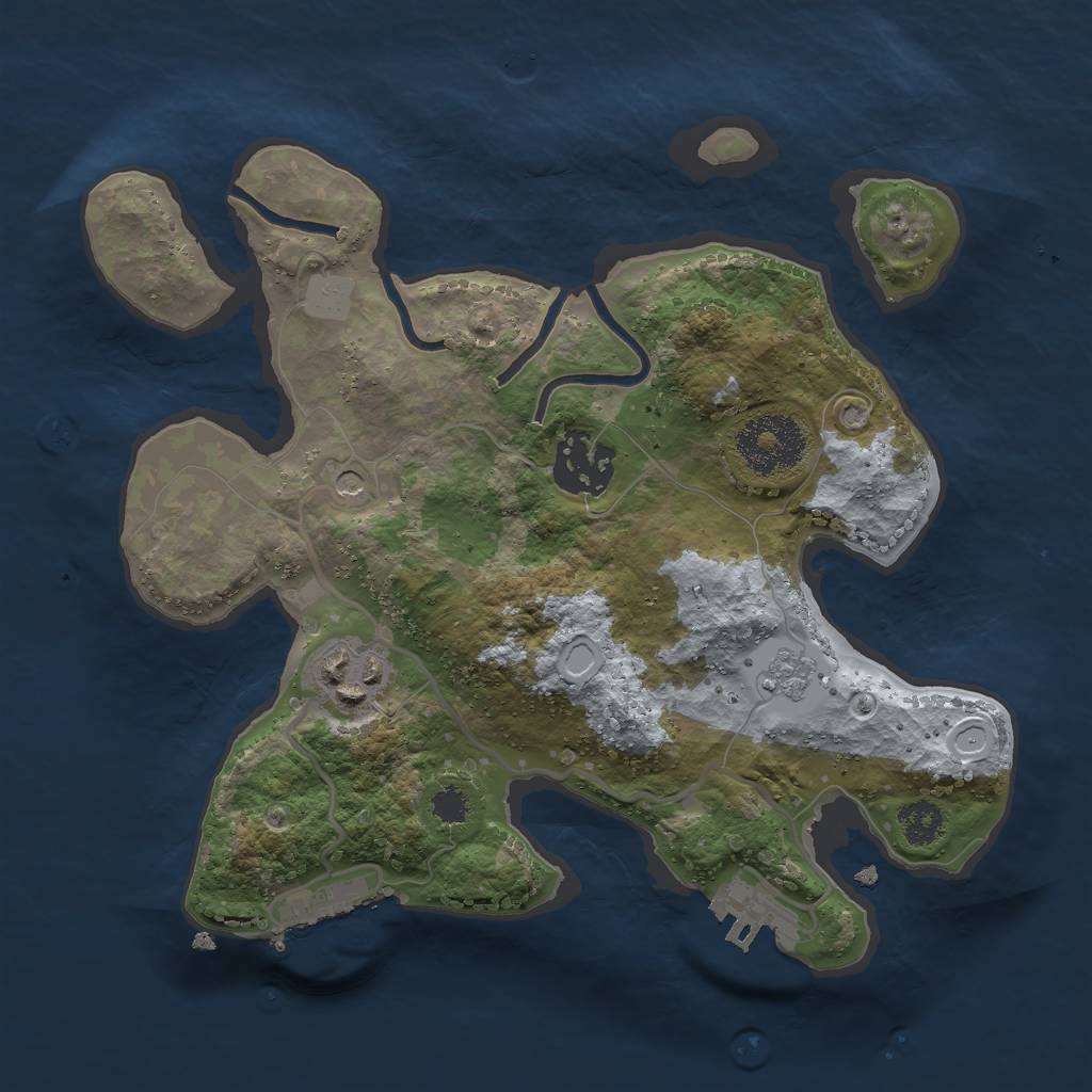 Rust Map: Procedural Map, Size: 2550, Seed: 2104098504, 9 Monuments