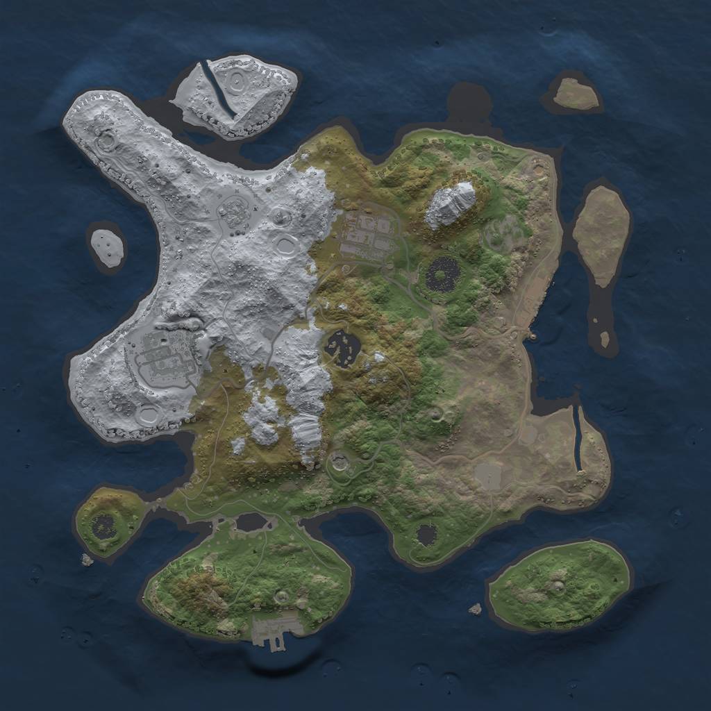 Rust Map: Procedural Map, Size: 3000, Seed: 1645286715, 10 Monuments