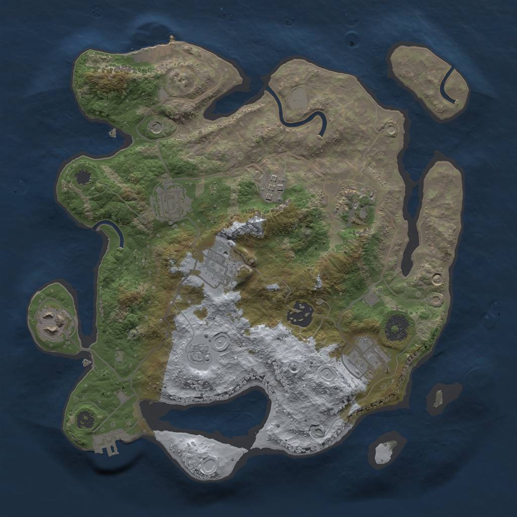 Rust Map: Procedural Map, Size: 3000, Seed: 1047976121, 14 Monuments